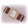 Image 1 : Genuine Amethyst Bangle Watch Simulated Diamond NEW