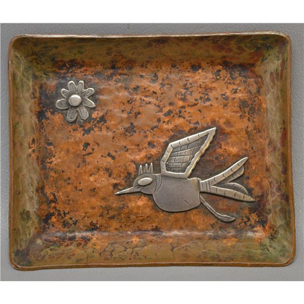 NATIVE AMERICAN NAVAJO COPPER AND SILVER TRAY