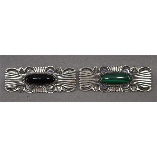 TWO NATIVE AMERICAN NAVAJO SILVER PINS BY WILL DENETDALE