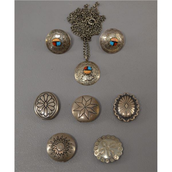 NATIVE AMERICAN NAVAJO AERRINGS PENDANT AND BUTTON COVER