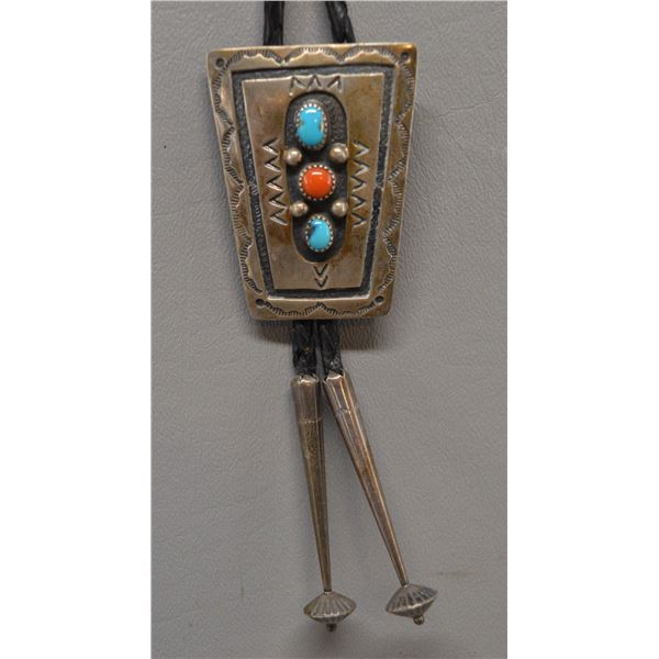 NATIVE AMERICAN NAVAJO SILVER BOLO BY J BEGAY