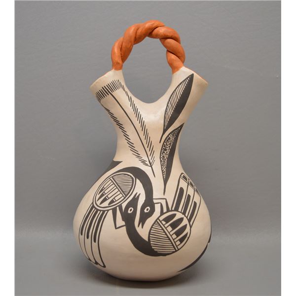 NATIVE AMERICAN ACOMA POTTERY WEDDING VASE BY ETHEL S