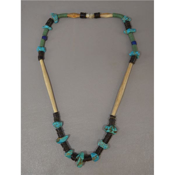 SHELL TURQOIUSE AND HERRING BONE NECKLACE