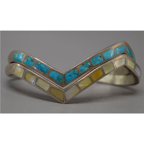 TWO NATIVE AMERICAN ZUNI SILVER BRACELETS