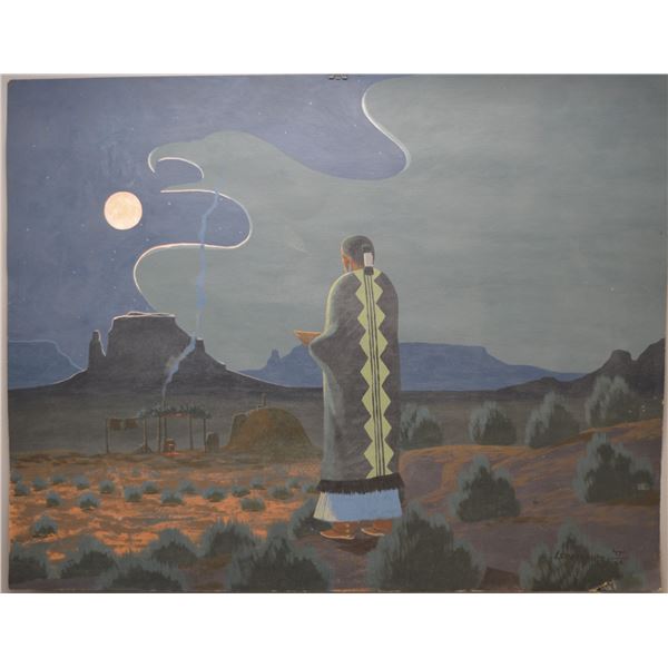 NATIVE AMERICAN NAVAJO PAINTING BY CLEVELAND