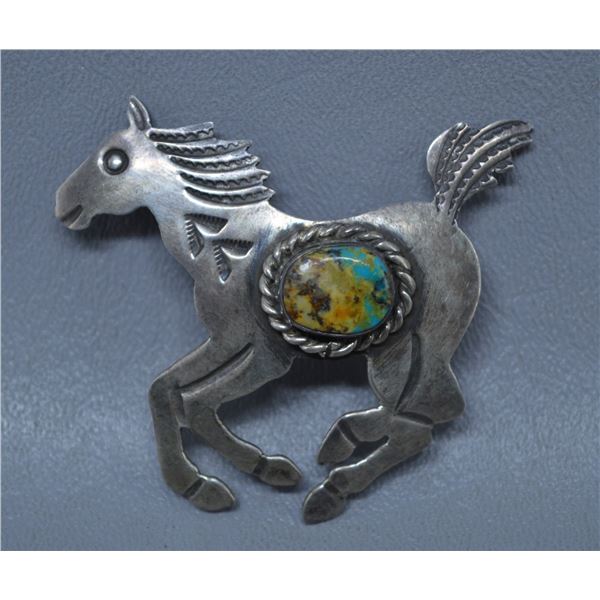 NATIVE AMERICAN NAVAJO SILVER PIN SIGNED AC