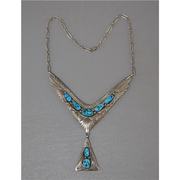 NATIVE AMERICAN NAVAJO NECKLACE SIGNED H