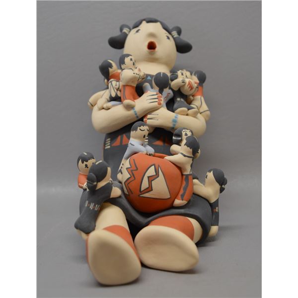 NATIVE AMERICAN PUEBLO POTTERY STORY TELLER SIGNED A-CHE-YATS