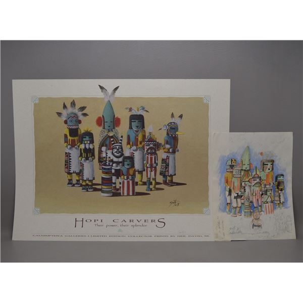 NATIVE AMERICAN PAINTING AND LIMITED EDITION POSTER BY NEIL DAVID