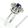 Image 6 : Vintage 14kt White Gold 0.90 ctw Round Sapphire and Diamond Flower Cluster Ring