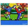 Image 1 : Romero Britto "New Golfer" Hand Signed Giclee on Canvas; Authenticated