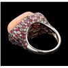 Image 3 : 32.75 ctw Coral Ring - 18KT White & Black Rhodium Plated Gold