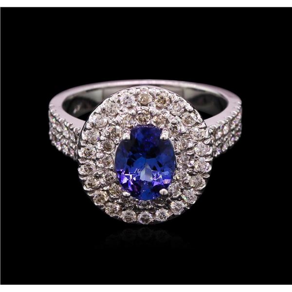 1.50 ctw Tanzanite and Diamond Ring - 14KT White Gold