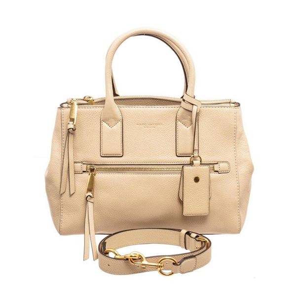 Marc Jacobs Beige Lambskin Leather Recruit East West Tote Bag