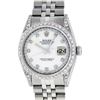 Image 3 : Rolex Mens Stainless Steel Mother Of Pearl Diamond Lugs Datejust Wristwatch