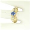 Image 5 : Ribbed 14k Yellow Gold 1.10 ctw Oval Tanzanite Solitaire & Round Diamond Ring