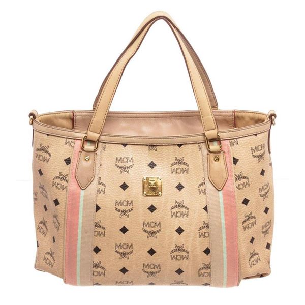 MCM Beige Shopper Tote Bag