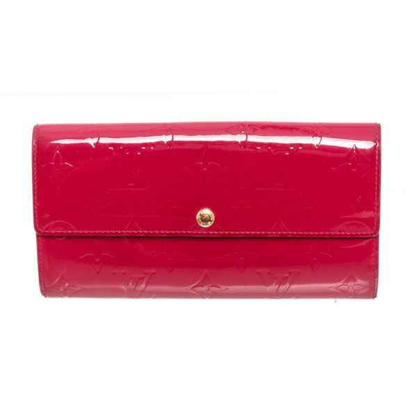 Louis Vuitton Red Vernis Leather Sarah Wallet