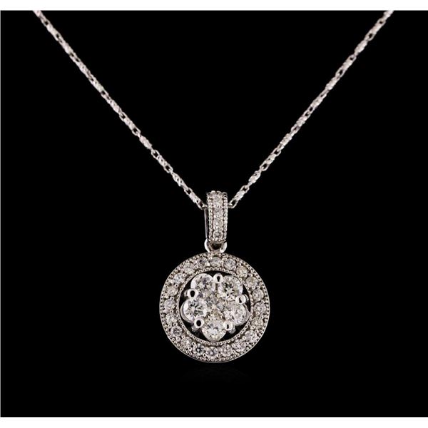 14KT White Gold 1.07 ctw Diamond Pendant With Chain