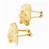 Image 3 : Vintage 14k Yellow Gold Large Detailed Diamond Eye Lion Head Swivel Cufflinks