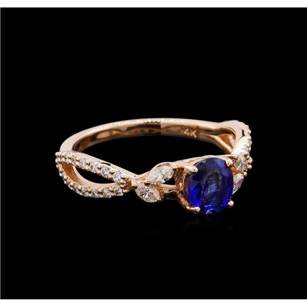 0.71 ctw Sapphire and Diamond Ring - 14KT Rose Gold