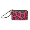 Image 1 : Coach Pink Ocelot Coated Canvas Corner Zip Wristlet