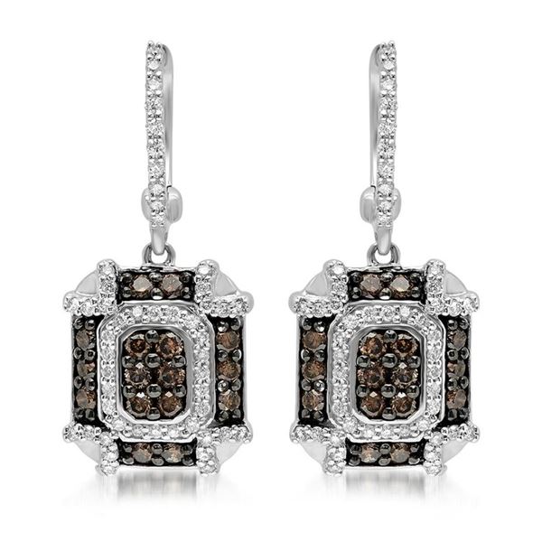 14k White Gold 1.04CTW Diamond and Brown Diamonds Earrings, (SI3/G)
