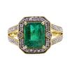Image 1 : 2.82 ctw Emerald and Diamond Ring - 18KT Yellow Gold