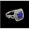 Image 1 : 18KT White Gold 3.33 ctw Tanzanite and Diamond Ring