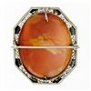 Image 4 : Antique Art Deco 14K White Gold Carved Shell Cameo Open Filigree Brooch Pendant