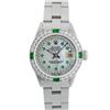 Image 2 : Rolex Ladies Stainless Steel MOP Emerald & Diamond Oyster Perpetaul Datejust Wri