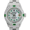Image 5 : Rolex Ladies Stainless Steel MOP Emerald & Diamond Oyster Perpetaul Datejust Wri