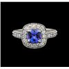 Image 2 : 14KT White Gold 1.23 ctw Tanzanite and Diamond Ring