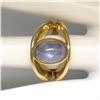 Image 7 : 14K Yellow Gold Split Shank Bezel Cabochon Blue Star Sapphire Mens Ring
