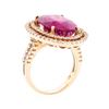 Image 4 : 8.69 ctw Oval Mixed Rubellite And Round Brilliant Cut Diamond Ring - 14KT Rose G