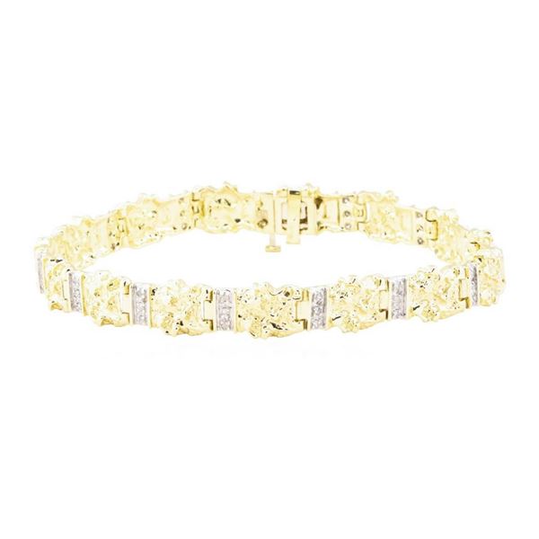 0.65 ctw Diamond Men's Nugget-Style Bracelet - 10KT Yellow Gold
