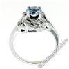 Image 5 : Art Deco 14kt White Gold 1.45 ctw Round Aquamarine and Diamond Cocktail Ring