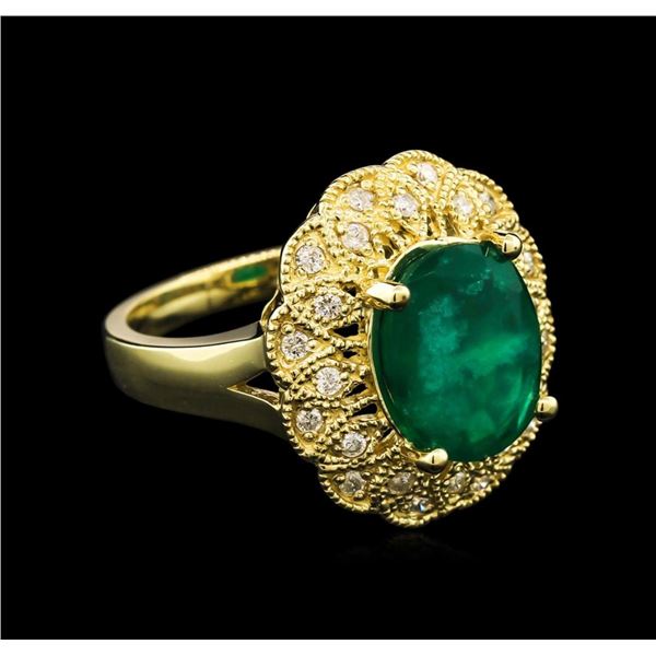 3.38 ctw Emerald and Diamond Ring - 14KT Yellow Gold