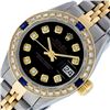 Image 6 : Rolex Ladies 2 Tone Black Diamond & Sapphire 26MM Oyster Datejust Wristwatch