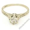 Image 1 : Art Deco Etched 14kt White Gold 0.60 ctw European Diamond Solitaire Engagement R