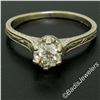 Image 3 : Art Deco Etched 14kt White Gold 0.60 ctw European Diamond Solitaire Engagement R