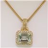Image 3 : 14K Yellow Gold 3.77 ctw VS Diamond Green Amethyst Pendant w/ 20" Curb Chain