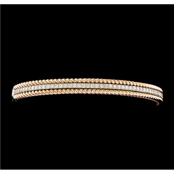 0.95 ctw Diamond Bangle Bracelet - 14KT Rose and White Gold