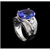 Image 4 : 8.75 ctw Tanzanite and Diamond Ring - 14KT White Gold
