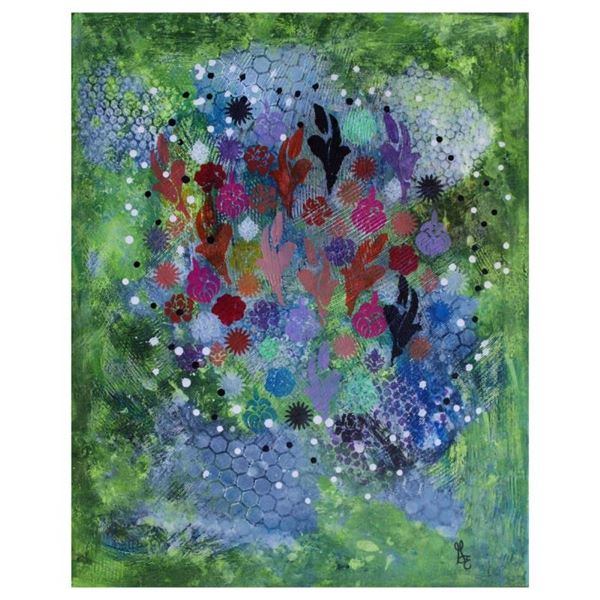 George Marlowe, "The Garden" Original Acrylic Painting on Canvas, Hand Signed wi