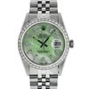 Image 2 : Rolex Mens Stainless Steel Green MOP Baguette Diamond & Emerald 36MM Datejust Wr