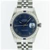 Image 4 : Rolex Mens Stainless Steel Blue Roman Diamond & Sapphire 36MM Datejust Wristwatc