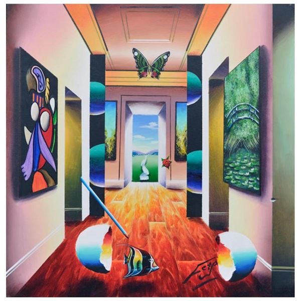 Ferjo, "A Day to be Outside" Original Painting on Canvas, Hand Signed with Lette