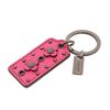 Image 1 : Coach Pink Leather Floral Studded Tag Keychain