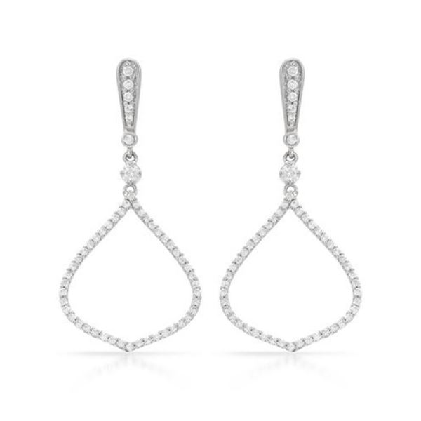 14k White Gold 0.87CTW Diamond Earrings, (SI3/G)